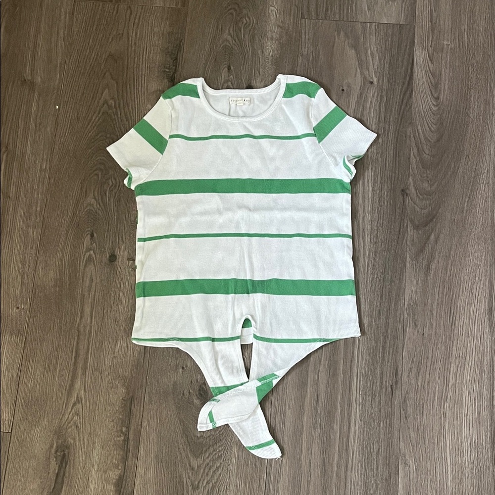 Green and White Striped Kids shirt